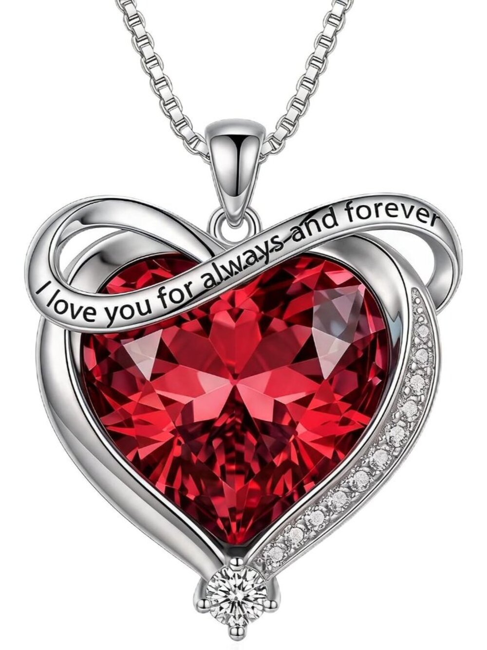 Infinity Heart Garnet Necklace – Personalized Birthstone Gift for Women